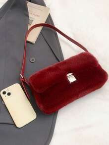 BAILEE A And Avant-Garde Faux Fur Shoulder Bag With A Flip-Cover Zipper Closure, Ideal For Outfit Coordination And A Preferred Gift Option. - Multicolor - View 10