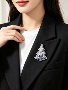 Christmas Tree Rhinestone Brooch, Gingerbread Man & Colorful Ball Gift Box Pin, Suitable For Suit, Sweater, Coat, Hat, Christmas Exchange Gift, Winter Holiday Accessory, Heartwarming Holiday Gift For Friends And Family - Multicolor - View 8