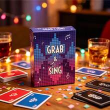 لعبة بطاقات الموسيقى Grab & Sing، لعبة حفلة جماعية ممتعة لعيد الهالوين والكريسماس وليلة العطلات، بطاقات تحدي كلمات الأغاني السريع، لعبة طاولة مثالية لتجمعات العائلة والأصدقاء، هدية ترفيهية للحفلات الرائجة - مشاهدة 1