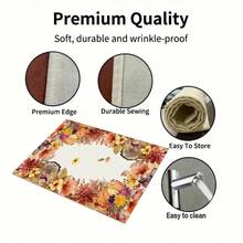 1/4/6pcs Autumn Series Autumn Floral Wreath Border Pumpkin Pattern Printed Placemats, Heat-Resistant Table Mats For Home Kitchen, Table Protection, Kitchen Dining Table, Party Scene Decoration - Multicolor - View 8