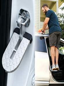 1pc Car Door Aluminum Alloy Foot Pedal With Built-In Window Breaker, Multi-Functional Anti-Slip Climbing Step, Can Be Clipped To Car Door To Assist Climbing Onto Roof, Universal Fit For Most Car Models, Dual Practical Functions Of Car Window Breaking And Roof Climbing - A - View 4