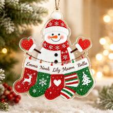 Custom Snowman Family Ornament, Personalized Christmas Tree Hanging Decor, Festive Holiday Party Decoration, Customized Family Name Keepsake, Customizable 2-5 Names Xmas Gift For Home, Winter Tree Ornament, Christmas Ornament, Family, Friends - Style C - View 6