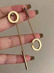 1 Pair Minimalist Metal Geometric Round Hoop Earrings, Travel Jewelry Accessories For Women - Multicolor - View 2