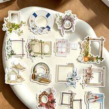 1/2packs Cute Youth Window Flower Stickers Decoration Laptop Phone Skateboard Waterproof DIY Scrapbooking Journaling - Grid - View 4