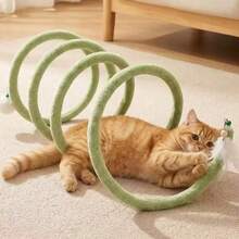 1pc Foldable Cat Tunnel Toy, Cat Self-Entertainment Hunting Spiral Tunnel Toy, Interactive Self-Play Training Toy, Suitable For Single And Multi-Cat Households, Foldable And Easy To Store Indoor Cat Toy, With Detachable Bell - View 2