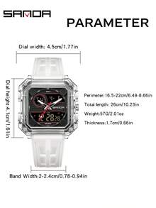 SANDA Fashion Double Display Electronic Watches For Man Luminous Calendar Waterproof Clock Outdoor Sports Casual Ladies Digital Wrist Watch - Transparent White - View 8