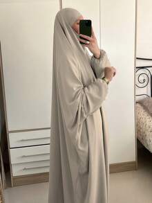 1pc Hijab Khimar Loose Long Robe Design High Privacy Premium Quality Muslim Women Prayer Headscarf Islamic Clothing - Multicolor - View 20