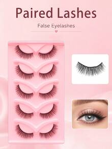 5 Pairs Full Strip False Eyelashes In Box, Soft Natural Style, Soft Texture, Lightweight Wear, Versatile For Beginners Daily Makeup - Black - View 10