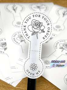 100pcs Floral Thank You Order Stickers, Plant Sealing Labels, Suitable For Small Business Packaging And Gift Wrapping - Multi-color - View 4
