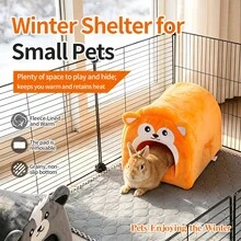 ITANDME Winter Guinea Pig Hideout, Animal-Shaped Rabbit Hideaway, Non-Slip Base & Removable Pad, Easy To Assemble And Disassemble With Zipper & Machine Washable, For Dwarf Rabbits, Guinea Pigs, Ferrets, Chinchillas, Hedgehogs, And Other Small Animals - View 4