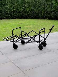 Carrito Vagón Plegable Multiusos Con Llantas Todo Terreno Mango Ajustable Soporta Hasta 100 Kilos - Negro - Ver 8