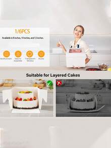Cake Box With Cake Board, 12 Inch High Cake Box, Cake Transport Container, White Cake Tray Holder For Baking Foods Cookies Desserts Pastries Cupcakes Bakery (12 X 8 Inch) - View 2