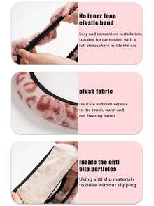 1pc Winter Warm Artificial Mink Fur Faux Long Hair Leopard Print Car Steering Wheel Cover Without Inner Ring, Suitable For 14.5-15 Inch Car Interior Accessories - A - View 11