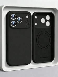 Luxury Liquid Silicone Magnetic Phone Case Compatible With IPhone 17 Pro Max, 17 Pro, 17 Air, 17, 16 Plus, 15, 14, 13, 12 Pro Max, 11, Supports Wireless Charging, Smooth Touch - Black - View 1