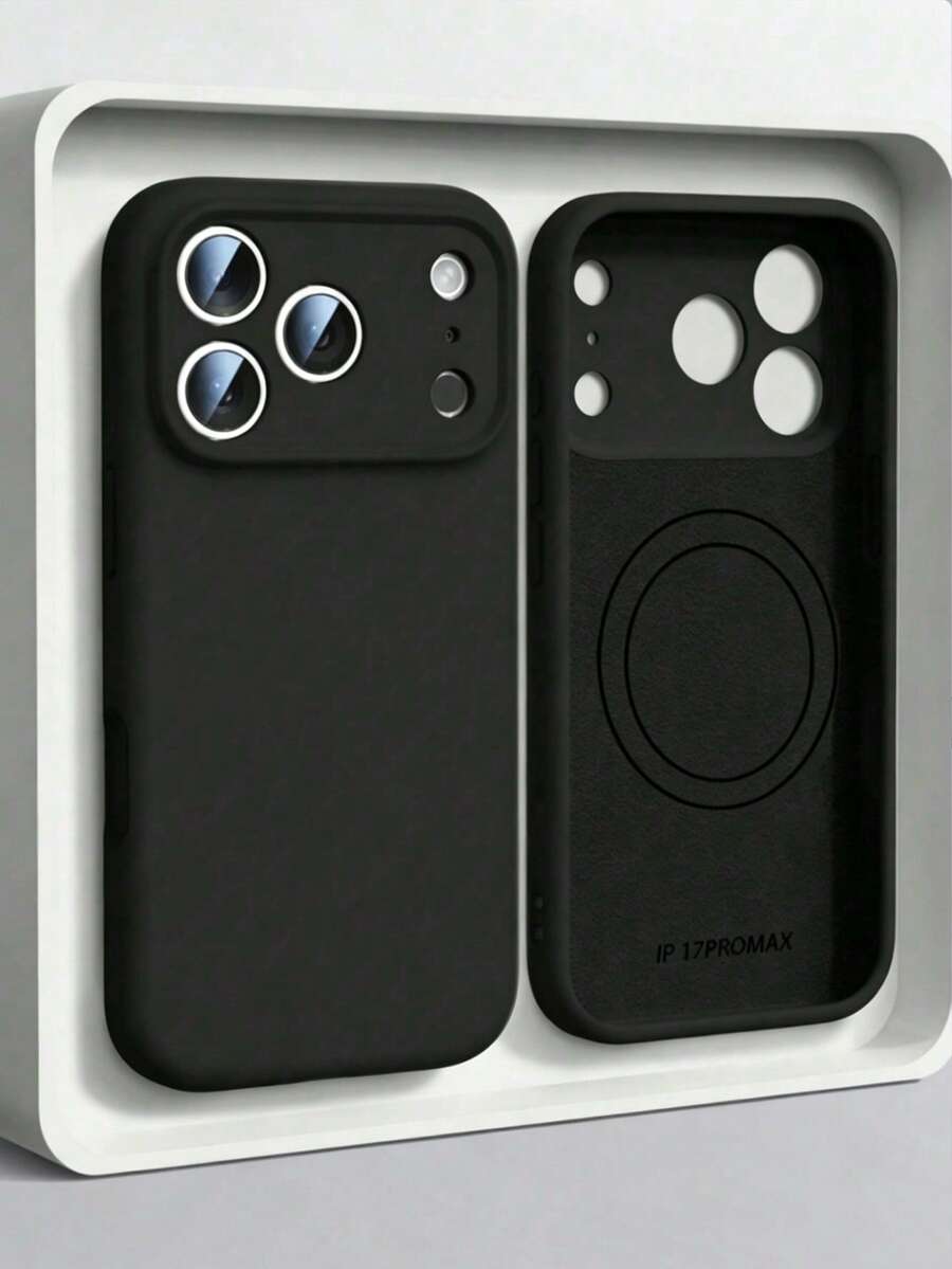 Luxury Liquid Silicone Magnetic Phone Case Compatible With IPhone 17 Pro Max, 17 Pro, 17 Air, 17, 16 Plus, 15, 14, 13, 12 Pro Max, 11, Supports Wireless Charging, Smooth Touch - Black - View 1