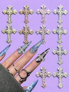 Five Cross-Shaped Nail Art Accessories, Featuring Luxurious Y2K Colors, Perfect For DIY Design And Creation. - Multicolor - View 1