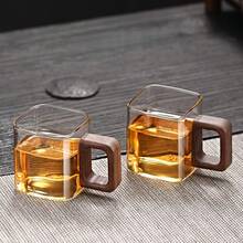 2/4pcs, Vintage Glass Tea Cups, Kung Fu Tea Set, Square Handle, Japanese Style Portable Home Tea Cups, Suitable For Festivals, Weddings, Christmas, Parties - Transparent - View 8