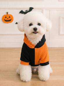 LUCKIE PAL 1pc Halloween Cute Pumpkin Expression Funny Pattern Pet Sweatshirt, Suitable For Chihuahua Small Dogs, Physical Flea Protection, Reduces Shedding, Insulated And Breathable, Dog Clothing For Cats And Dogs, Indoor And Outdoor - Multicolor - View 3