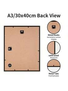 1/3pcs 12*16inch/30*40cm A4, A3 Black Photo Frame, Suitable For 30*40cm Photos, Minimalist Style, Lightweight Material, Suitable For Bedroom, Study, Hallway Wall Decoration, A3, A4 Certificate Frame - A - View 4