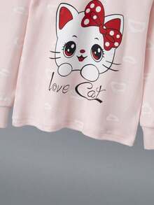 6 Sets 1 Set Random Floral Pattern Girls Cartoon Pure Cotton Underwear Set Cute Printed Medium Thick Long Sleeve Long Pants Loungewear Set Printed Thermal Top And Pants - Multicolor - View 7