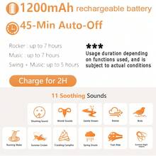 Mecedora eléctrica para cochecito de bebé, dispositivo de balanceo para bebés, soother de sueño portátil con 11 modos de ruido blanco, útil para mamás, apto para uso en exteriores, en el hogar y como regalo - Blanco - Ver 4