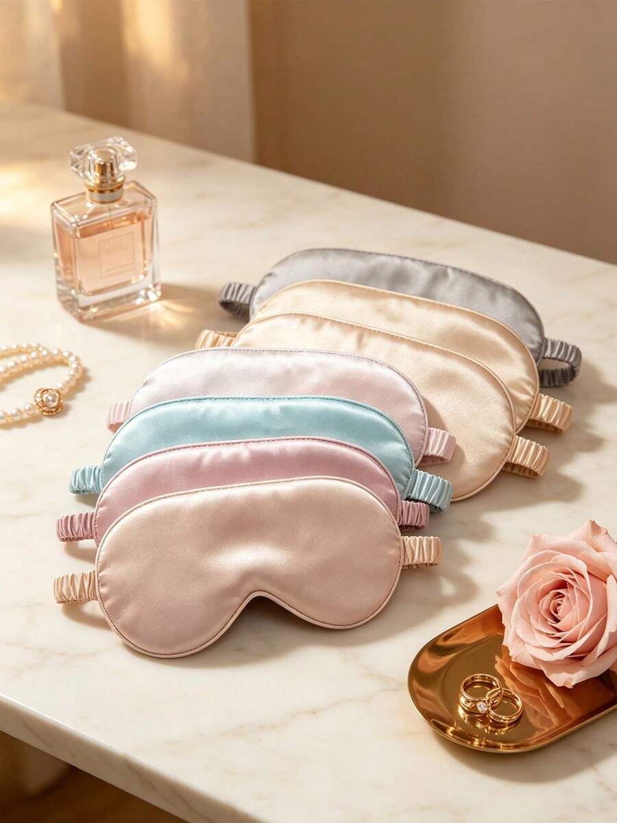 10/1pc Silk Texture Sleep Eye Mask, Elastic Travel Eye Mask With Light-Blocking Function, Pure Silk Material Sleep Eye Mask, Double-Layer Silk Filled Elastic Band Design, Suitable For Men And Women. Excellent Gift For Family Christmas Home Decor