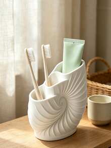 Stylish Conch Spiral Toothbrush Holder, Creative Conch Spiral Storage Box, Three-Compartment Wash Cup Storage Box, Desktop Storage Rack, Multi-Functional Storage Rack.Suitable For Use In Bathrooms, Bedrooms, Offices, And Other Settings. - Multicolor - View 9