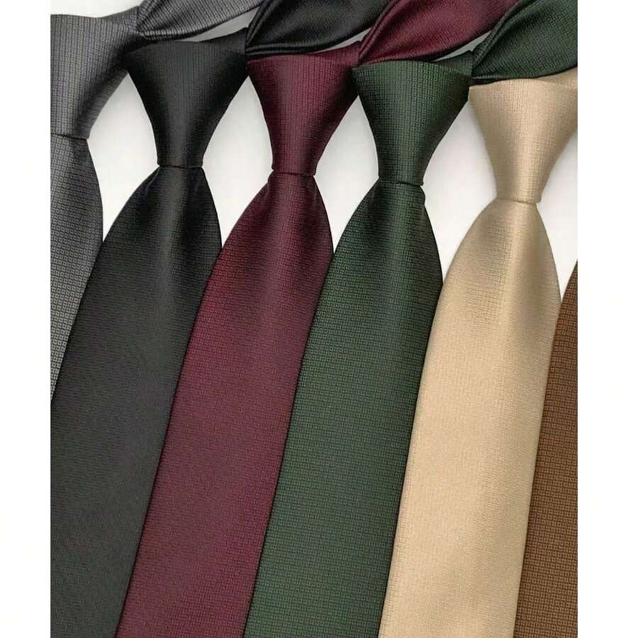 1pc Solid Color Casual Street Office Polyester (Polyester) Burgundy Black Fine Plaid Tie For Men And Women, All Seasons - Multicolor - View 1