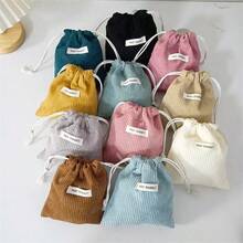 1-Pack Cosmetic Bag, Multi-Color Corduroy Solid Color Sanitary Bag, Waterproof Cosmetic Bag, Lipstick Storag - Multicolor - View 9