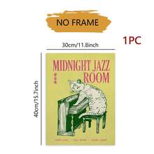 1PC Midnight Jazz Room Cat Piano Wall Art Poster Canvas Painting Without Frame, Retro Music Minimalist Style, Suitable For Wall Art For Living Room, Posters For Bedroom - Abstract - View 10