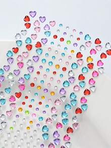 1 buah Stiker Rhinestone Glitter Pelangi 3D Gaya Y2K Bentuk Hati Akrilik Perekat Sendiri, Untuk Dekorasi Riasan dan Pakaian, Rhinestone Wajah Aneka Warna, Cocok untuk Festival Musik, Halloween dan Natal - MultiWarna - View 6