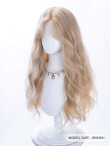 alicegarden 28-Inch Forehead Lace Front Wig A Natural Wavy Style In A A Stunning Linen Gold. Middle Part Design , This False Hairpiece Is Perfect For Ms Daily Party Cosplay Use, Offering A Natural And Natural Durable Wig Gift For Ladies. (No Accessories) - Linen Gold - View 1