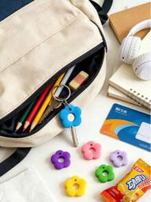 1/10PCS Randomly Colored Multi-Colored Flower-Shaped Silicone Keycaps, Colorful Flower Silicone Elastic Key Label Covers, Multi-Colored Flower Key Cover Set, A Sweet Gift For Sisters And Friends, Key Covers, Office Supplies, Household Items. - Multicolor - View 10