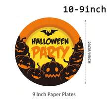 10/20/40pcs Paper Plates,Party Paper Plates,Paper Dinner Plates,7&9 Inch Disposable Paper Plates,Theme Party Tableware Paper Plates,Halloween Paper Plates,Halloween,Spooky Halloween Paper Plates,Tea Party Paper Plates - Multicolor - View 8