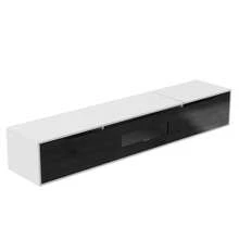 Double-Layer Color Design TV Cabinet/Minimalist Modern Style TV Cabinet/3 Flip Doors/With LED Light/Multi-Purpose Installation Method/Easy To Clean/Suitable For Apartment, Living Room - Black - View 8