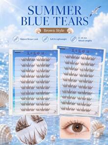 WANPIN WAN PIN Blue Tear Stain 60 Clusters False Eyelashes, 9-11.5mm Natural Thin Style, V-Shaped Cross Lash Design, Fine Invisible Lash Stem, Soft Curly Cartoon Doll Eye Makeup, 2 Colors Available - C - View 5