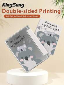 Kingsung Cute Koala Cartoon Pattern Acrylic Tablet Protective Case,Built-In Pen Slot, Compatible With Pad Mini6/Mini7/9.7/10.2/10.9/Pro 11,Pad Air 8(M4)2026(11-Inch),Pad 10 2022(10.9-Inch),Pad 11(A16) 2025(11-Inch) Etc Models. - Multicolor - View 4