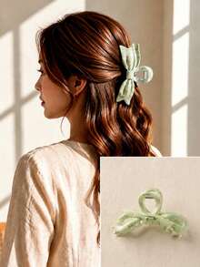 2PCS Printed Bow Hair Clips, Suitable For Thick Hair, Minimalist Design Large Hair Clips, Suitable For Thick Or Thin Hair. Durable Non-Slip Hair Clips For Women, New High-End Autumn/Winter Hair Accessories Launched In 2026, Essential Accessories For Women's Holiday Outfits And Summer Styling. - Multicolor - View 1