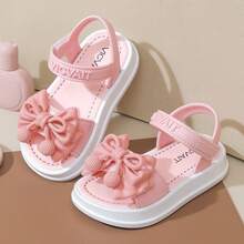 Caweiny Girls' Fashion Sunny Sandals, Korean Style, Hook & Loop, Lightweight, Non-Slip, Soft Sole, Princess, Daily Wear - Pink - View 2
