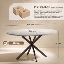 Extendable Dining Table For 4–6 People, Industrial-Style Kitchen Table With Hairpin Legs, Gray - Beige - View 4