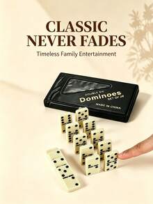 BANAIRE Vintage Natural Wooden Rectangular Dominoes Storage Box, 28-Piece Double Six Dominoes Set, Smooth Resin Material, Educational Strategy Tabletop Game, Suitable For Family Gatherings, Christmas And Birthday Gifts - Multicolor - View 15