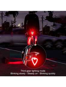 1 pieza Luz trasera de bicicleta, Luz de advertencia de con sensor inteligente alimentada por energía solar para bicicleta de montaña/carretera, Accesorios de ciclismo - Negro - Ver 8