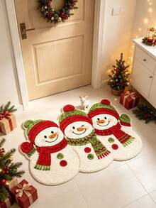 1pc White Snowman Christmas Doormat, Door Mat, Small Rug, Welcome Mat, Carpet, Floor Mat, Outdoor Doormat, Kitchen Rug, Home Decor, Front Door Mat, Area Rug, Outdoor Mat, Home Decor, Area Carpet - Multicolor - View 2