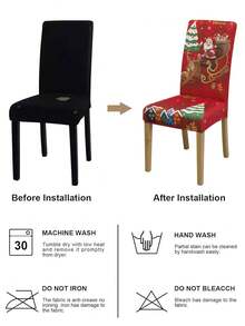 1/4/6pcs Christmas Printed Chair Covers, With Santa Claus, Reindeer, Bells And Other Christmas Holiday Printed Patterns, Suitable For Christmas Atmosphere, Suitable For Parties, Gatherings, Home, Hotel And Other Places Decoration - Multicolor - View 5