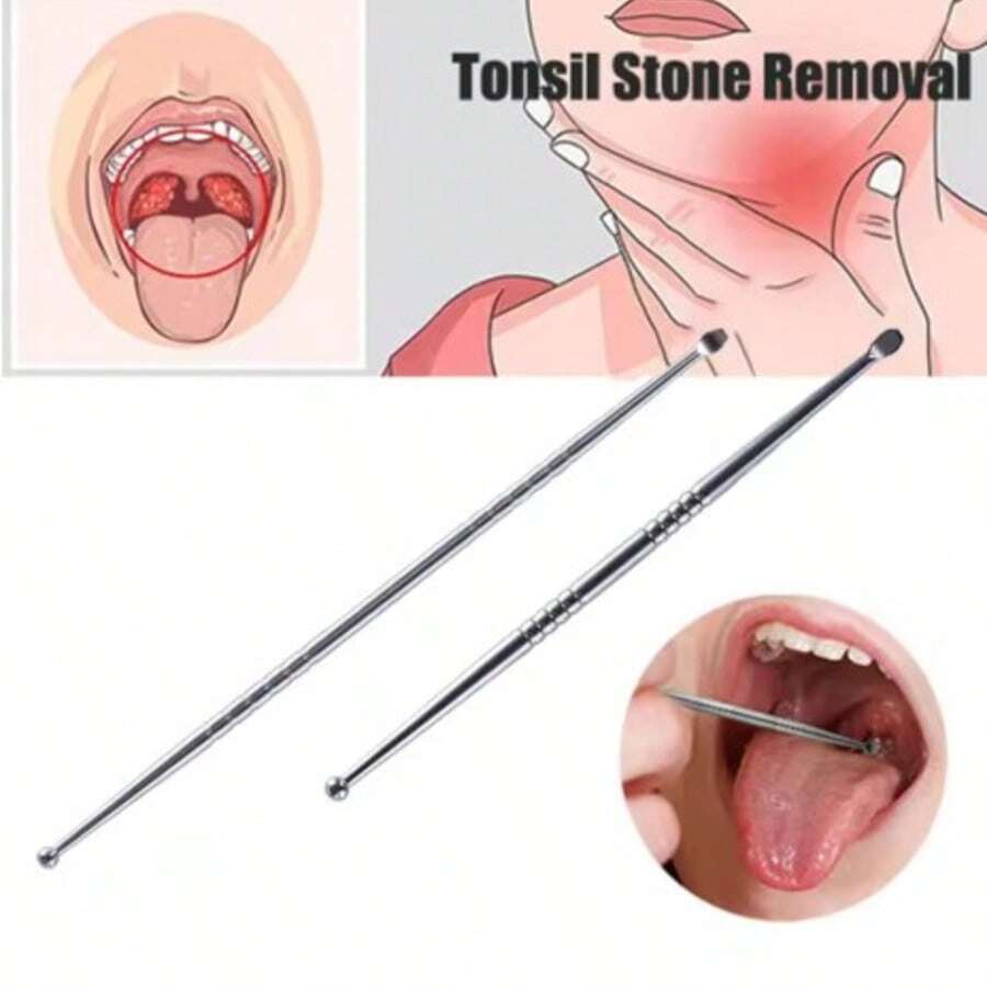 Stainless Steel Tonsil Stone Remover And Earwax Removal Kit 2pcs, Portable Oral And Ear Cleaning Set For Personal Hygiene Care - Multicolor - View 1