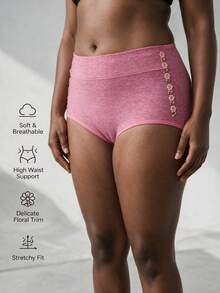 5pcs Plus Size Women's Triangle Panties, Side Floral Embroidery Comfortable Fabric, Full Coverage Comfortable Inclusive Plus Size Underwear - Multicolor - View 5