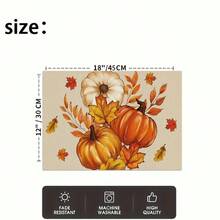 1/4/6pcs Autumn Series Beige Realistic Pumpkin White Flower & Autumn Leaf Pattern Printed Placemats, Heat-Resistant Table Mats For Home Kitchen/Dining Table Protection, Party Scene Decor - Multicolor - View 6