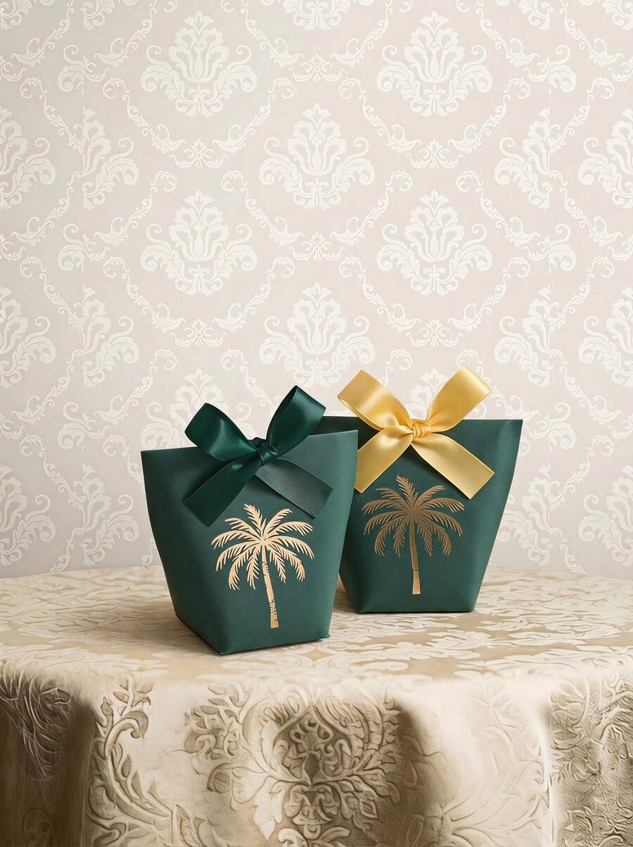 Cirelle Set Kotak Hadiah Hari Nasional Saudi Isi 30 Buah, Kotak Kertas Hijau dengan Desain Pohon Palem, Cocok untuk Berbagai Perayaan, Ideal untuk Camilan atau Suvenir - View 1