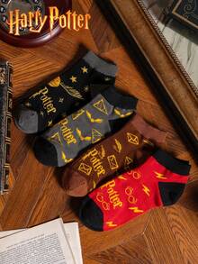 1/4 Pair Warner Bros Harry Potter Colorful Fun Street Style Men's Boat Socks, Halloween Socks - Multicolor - View 6