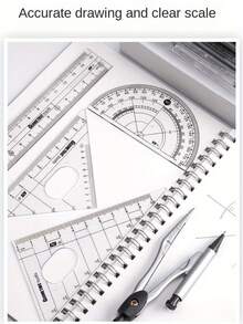 7-Piece Drawing Tool Set (Includes Compass, Protractor, Ruler, Triangle Ruler And Writing Tools) - Math Tools, Suitable For Students, Teachers, Engineers, Architects, Suitable For Home, School, Office Use, Practical Stationery For Back To School Season, Students, Teachers, Classrooms, Offices, Homes, Suitable For Back To School Season, Back To School Gifts, National Day, Halloween, Weddings, Birthday Parties, Christmas, Graduation Season, Mother's Day, Easter, Back To School Season, Back To School - Drawing Tool Set - View 6
